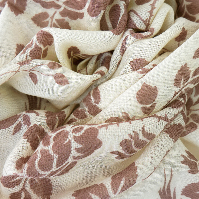 Pure Cashmere Scarves White Floral Print Women Fashional Winter Scarf